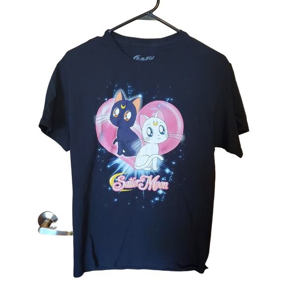 Sailor Moon Tops - Sailor Moon Luna & Artemis Womens Sz M Graphic T-Shirt Short Sleeve Tee Y2K
